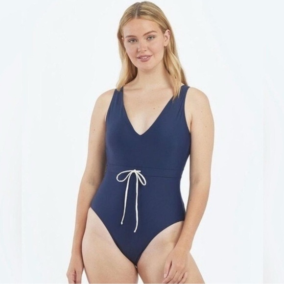 Summersalt one-piece bathing suit navy blue tie-waist Backflip Swimsuit NWT 12 - Picture 2 of 13